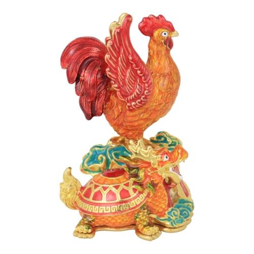 Feng Shui Import Rooster With Dragon Tortoise