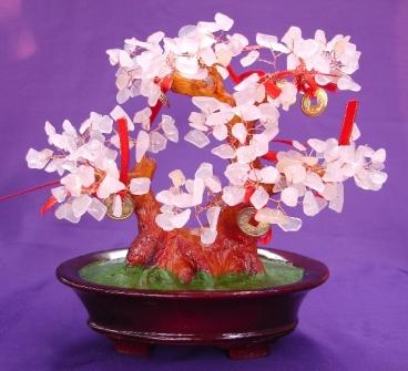 Feng Shui Import Rose Quartz Tree With Coins
