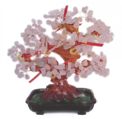 Feng Shui Import Rose Quartz Tree With Coins