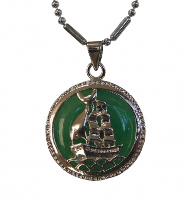 feng shui import Sailing Boat Jade Pendant