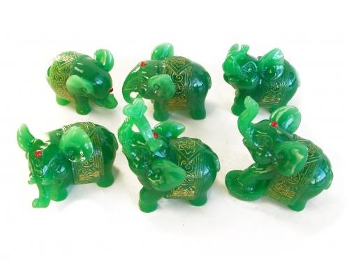 feng shui import Set of Green Elephant Statues