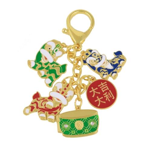 feng shui import Trio of Lions Amulet Keychain