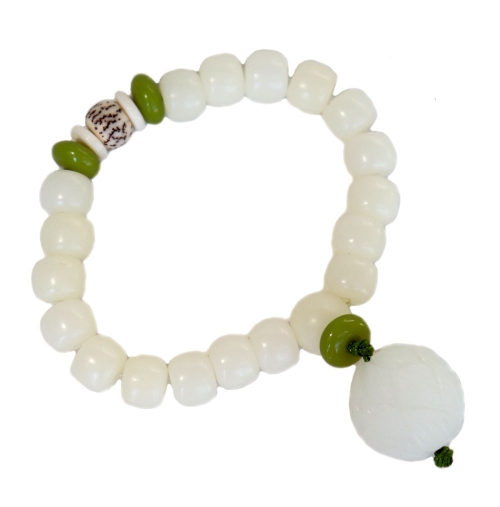 feng shui import White Clam Beaded Bracelet