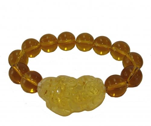 feng shui import Yellow Beaded Bracelet w/ Pi Yao