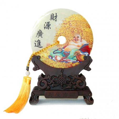 feng shui import Genuine Jade Display Plate with Buddha Picture and Stand