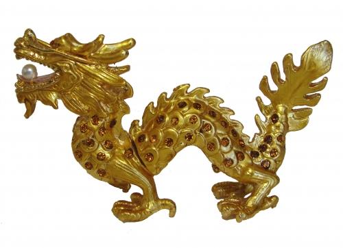 feng shui import Golden Bejeweled Cloisonne Dragon Statue