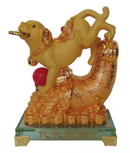 feng shui import Golden Dog Statue Stepping on Money Bag
