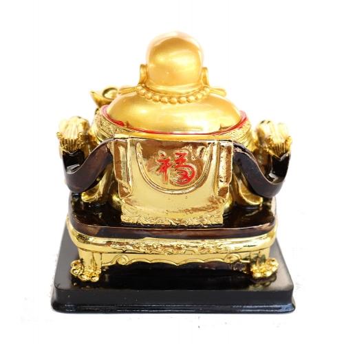 Feng Shui Import Golden Money Buddha Statue On Dragon Chair