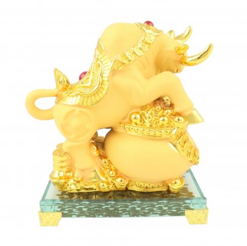 Feng Shui Import Golden Ox Statue Stepping On Treasure Pot