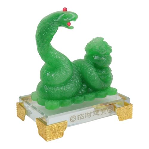 Feng Shui Import Green Money Bag Snake Statue For Wood Snake
