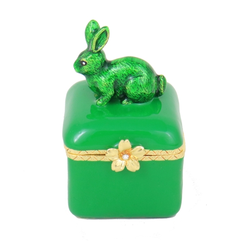 Feng Shui Import Green Rabbit Peach Blossom Treasure Box