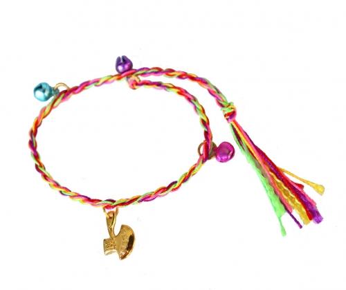 Feng Shui Import Hand Braided Friendship String Bracelet W/ Jingle Bells And Axe Cham
