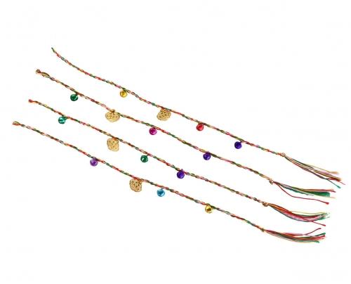feng shui import Hand Braided Friendship String Bracelet w/ Jingle Bells and Safety Cham