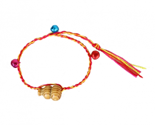 Feng Shui Import Hand Braided Friendship String Bracelet W/ Jingle Bells And Wu Lou Cham
