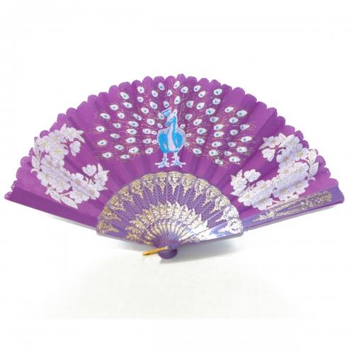 Feng Shui Import Hand Fan With Peacock Picture In Different Colors