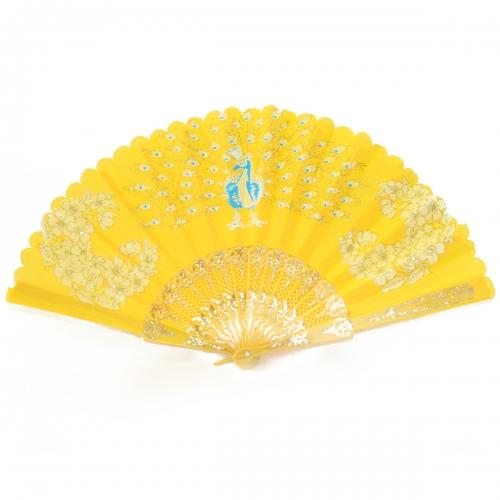 Feng Shui Import Hand Fan With Peacock Picture In Different Colors