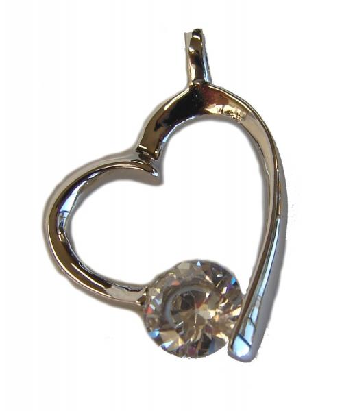 feng shui import Heart Shape Clear Zircon Gem with 925 Sterling Silver Pendant
