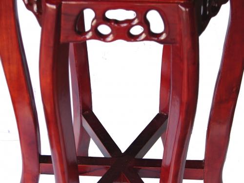 Feng Shui Import Hexagon Wood Tall Curved-Legged Plant Stand In Cherry Finish