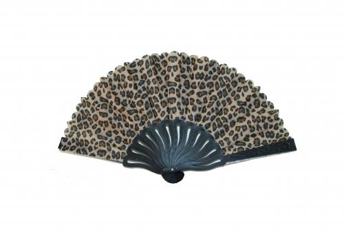 Feng Shui Import Leopard Style Hand Fan With Black Slab