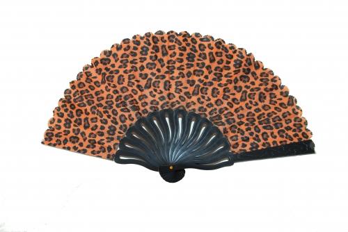 Feng Shui Import Leopard Style Hand Fan With Black Slab