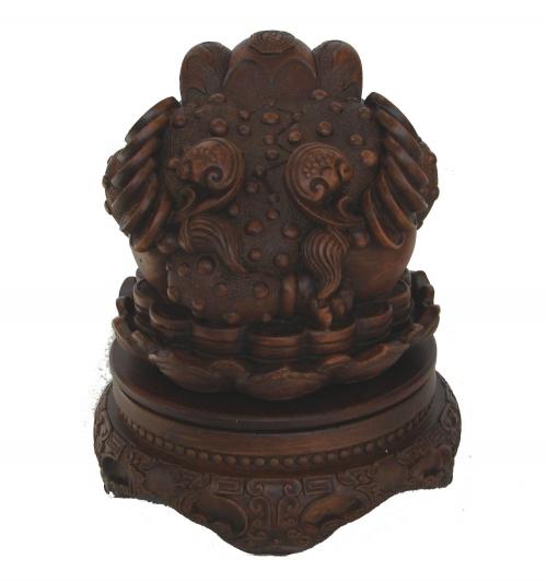 Feng Shui Import Money Toad Statue Sitting On Coins And Lotus