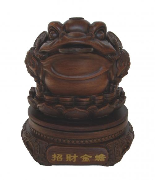 Feng Shui Import Money Toad Statue Sitting On Coins And Lotus