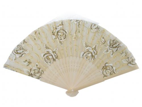 Feng Shui Import Natural Wooden Slab Folding Hand Fan With Picture Of Rose