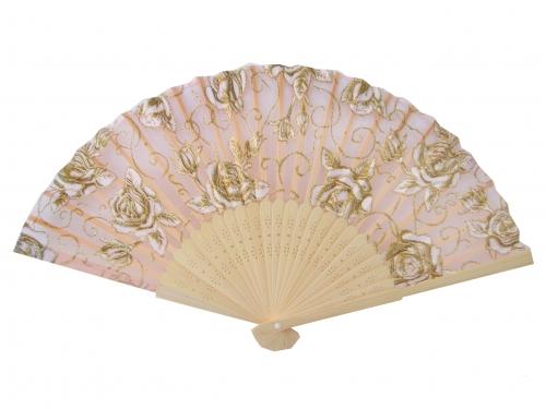 Feng Shui Import Natural Wooden Slab Folding Hand Fan With Picture Of Rose