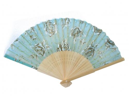 Feng Shui Import Natural Wooden Slab Folding Hand Fan With Picture Of Rose