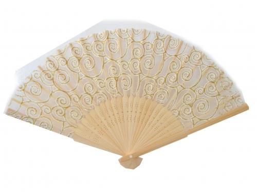 Feng Shui Import Natural Wooden Slab Folding Hand Fan With Picture Of Auspicious Clouds