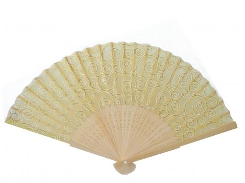Feng Shui Import Natural Wooden Slab Folding Hand Fan With Picture Of Auspicious Clouds