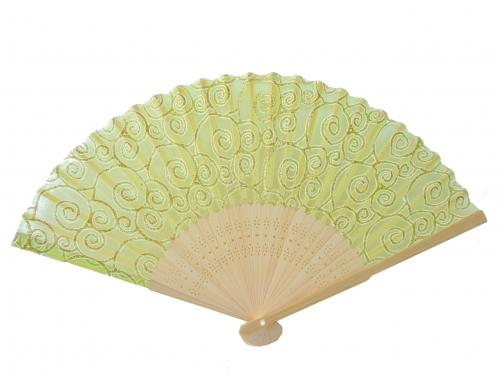 Feng Shui Import Natural Wooden Slab Folding Hand Fan With Picture Of Auspicious Clouds