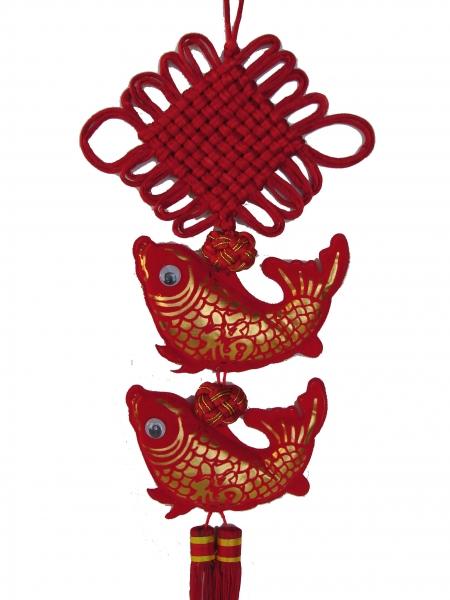 feng shui import New Year Charm - Double Fishes with Mystic Knot