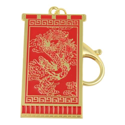 feng shui import Prosperity Flag with Dragon Amulet Keychain