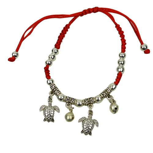 feng shui import Red Bracelet with 2 Dangly Turtles