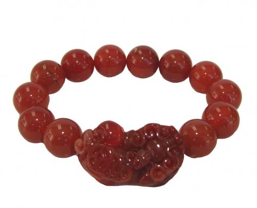feng shui import Red Carnelian Beaded Pi Yao Bracelet