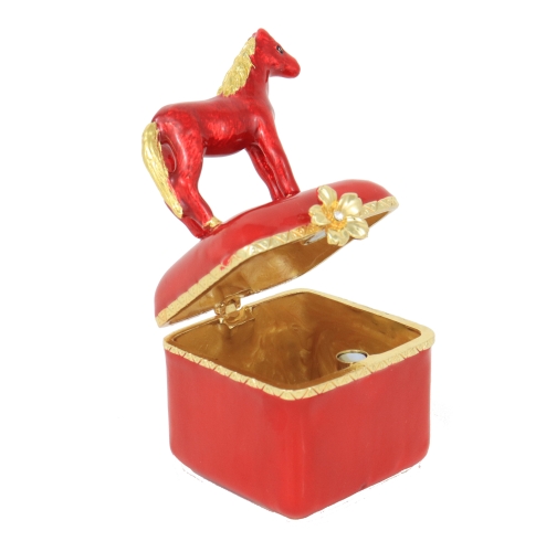 Feng Shui Import Red Horse Peach Blossom Treasure Box