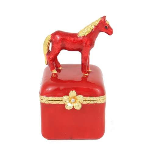 Feng Shui Import Red Horse Peach Blossom Treasure Box