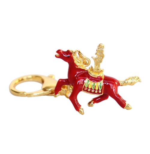feng shui import Red Windhorse for Success Luck Keychain