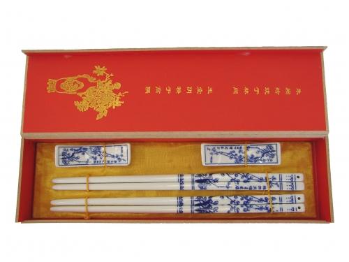 feng shui import Set of Blue Plum Flower Porcelain Chopsticks