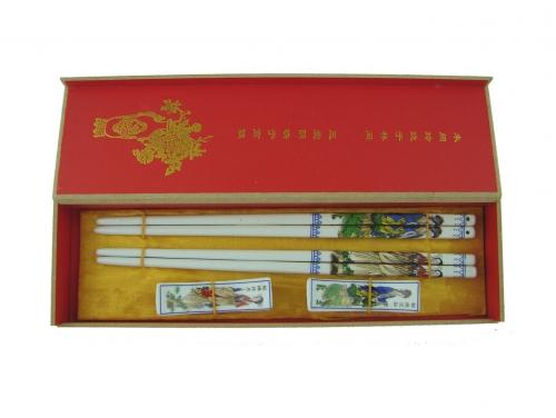 feng shui import Set of Porcelain Chopsticks w/ Picture of Lady