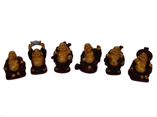 feng shui import Six Little Colorful Redwood Buddha Statues