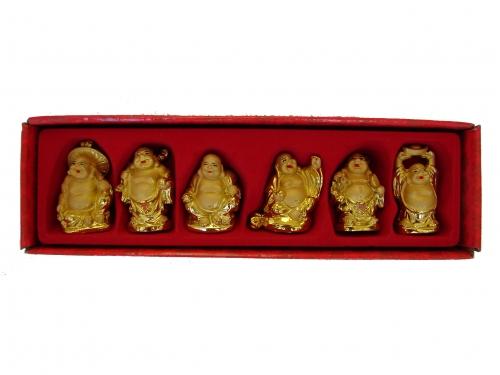 Feng Shui Import Six Little Shining Gold Buddha Statues
