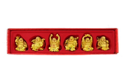 Feng Shui Import Six Shining Gold Sitting Buddha Statues