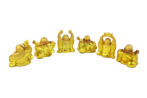 Feng Shui Import Six Shining Gold Sitting Buddha Statues