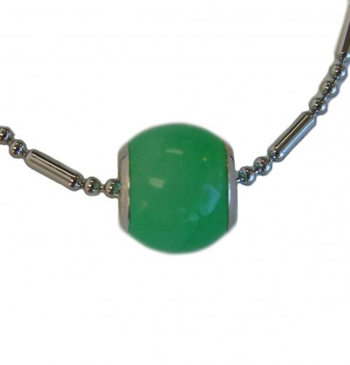 Feng Shui Import Sterling Silver Drum Shape Jade Pendant