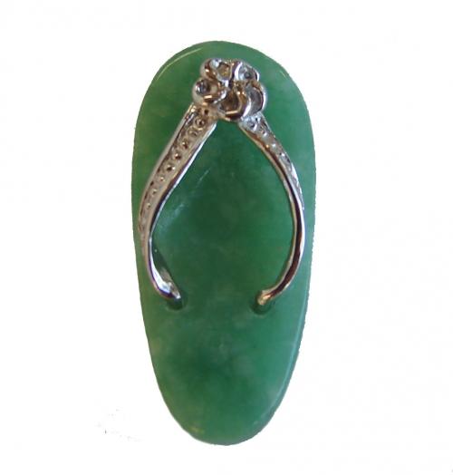 feng shui import Sterling Silver Jade Slipper Pendant