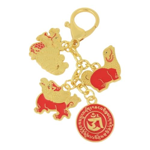 Feng Shui Import Three-Harmony-Animal W/ Mantra Amulet Keychain