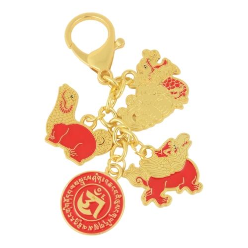 feng shui import Three-Harmony-Animal w/ Mantra Amulet Keychain