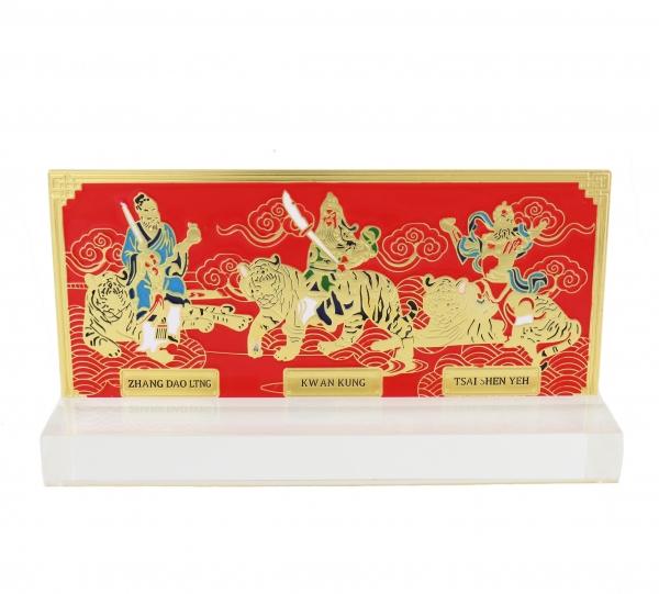 feng shui import Trio of Tigers with Wealth Gods Plaque